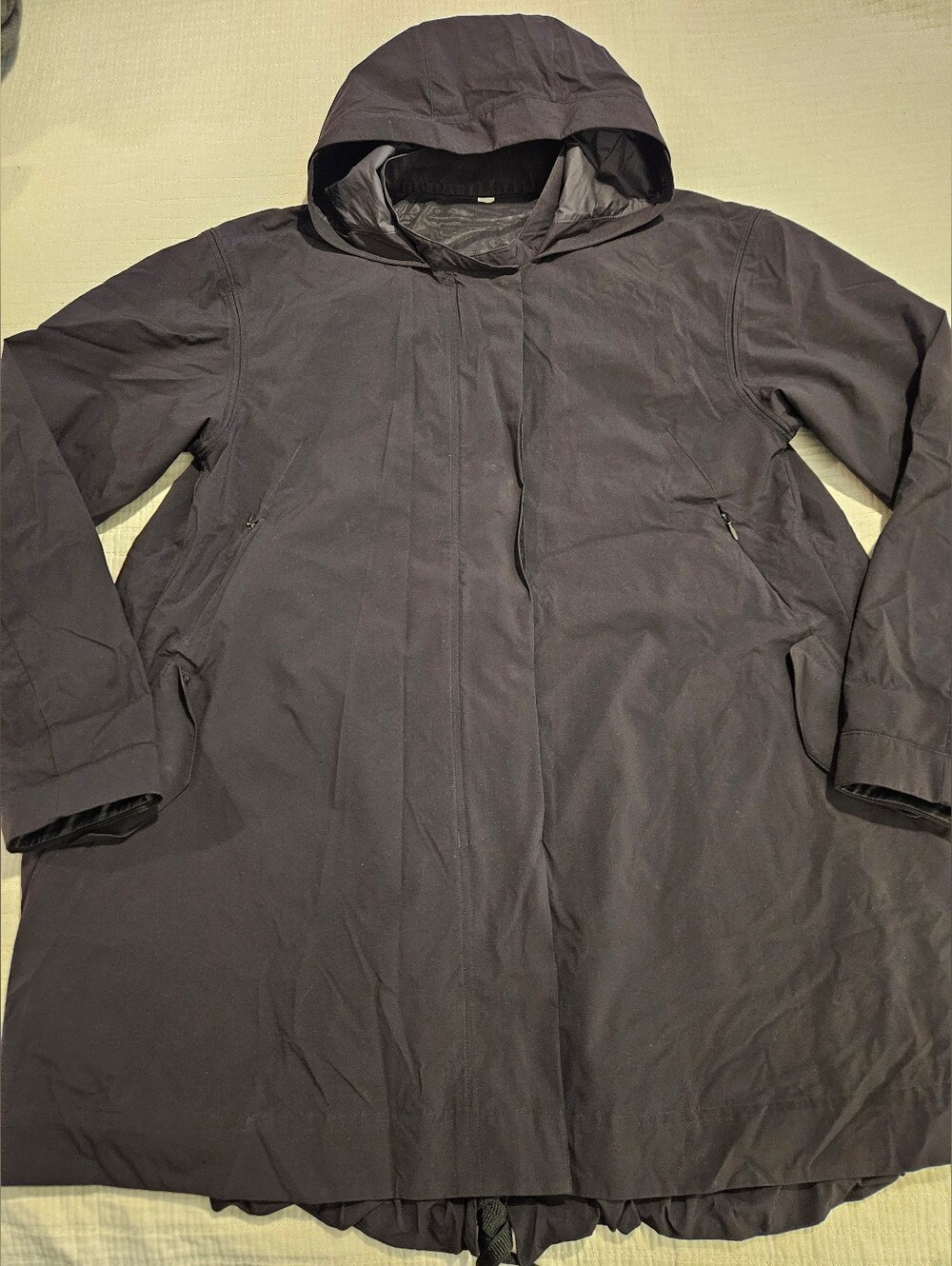 Womens Lululemon Black Hi-Lo Mid-length Swing Jacket sz 12 EUC
